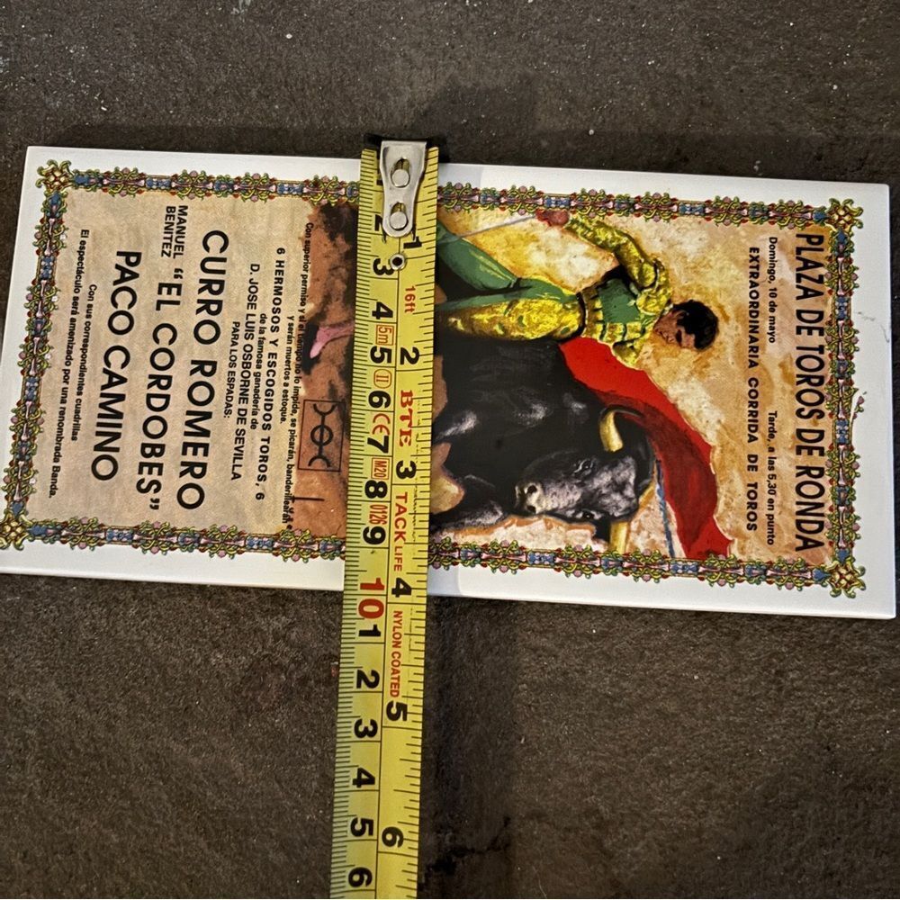Plaza de Toros de Ronda Spanish bull print trivet tray wall art hanging tile - Picture 4 of 4